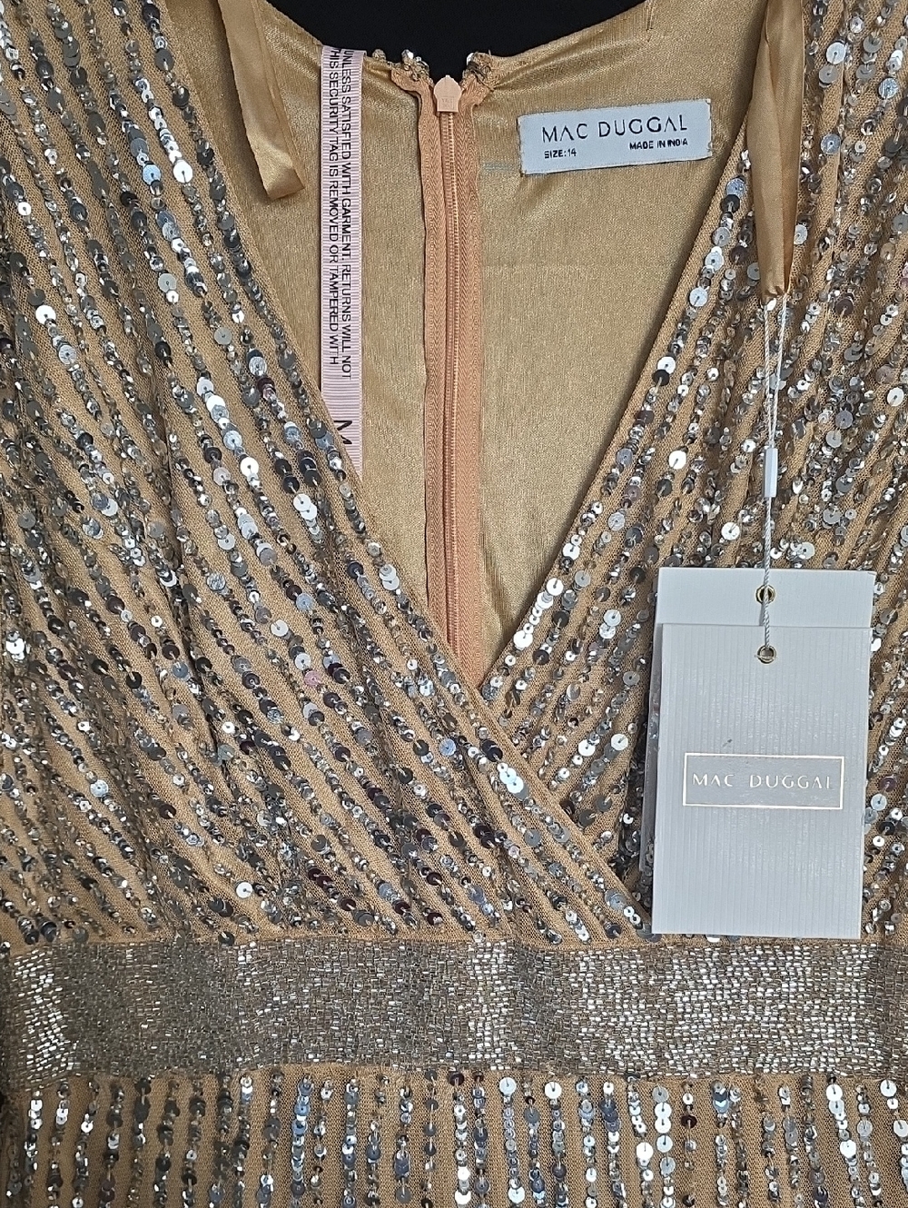 NWT MAC DUGGAL | $598 Long Sleeve Sequin Formal Gown - Picture 8 of 11